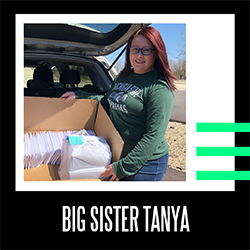 Big Sister Tanya unloads art kids from her car