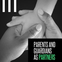 Parents and Guardians as Partners" over an image of a child's hand holding an adult's hand.