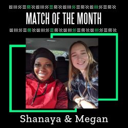 Shanaya and Megan take a picture together selfie-style in the car.