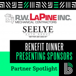 R.W. LaPine Inc. and Seelye Auto Group logos are listed as the Benefit Dinner Presenting Sponsors
